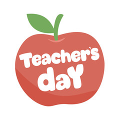 Red Apple Teacher’s Day Vector Illustration with Leaf and Typography