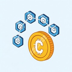 Digital Currency Network Illustrating Blockchain Technology and Financial Connections