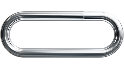 Close up of a metal carabiner on a transparent studio background