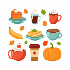 Autumnal Food and Drink A Cozy Vector Illustration