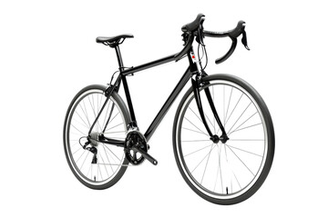 Black carbon racing bike with drop handlebars
