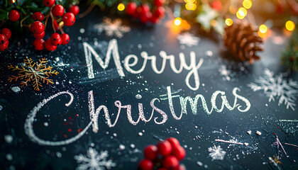 黒板に描かれたメリークリスマス