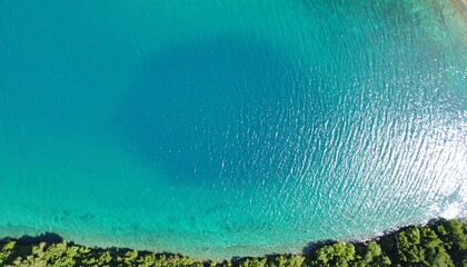 Turquoise lagoon from above