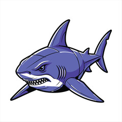 Obraz premium Cartoon Shark Mascot with Fierce Expression and Bold Outline