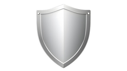 Isolated silver shield with metal rim on a transparent background