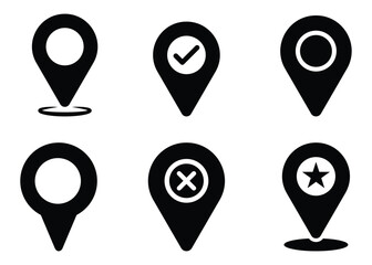 Location and Map Pin Icons Set – GPS, Navigation, Marker, Pushpin and Vector Pointer Symbols.