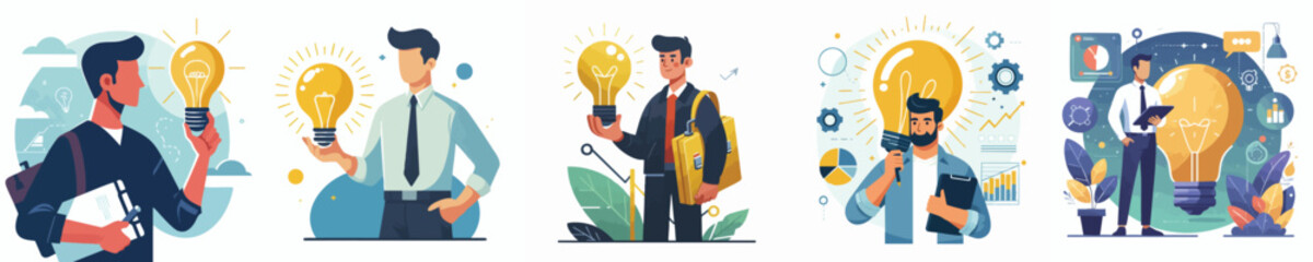 Businessman with Big Idea and Creative Innovation Concept Illustration