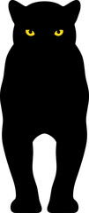Simple Flat Black Panther Silhouette with Yellow Eyes Illustration Asset