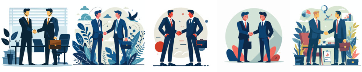 Business Partnership Agreement Collaboration Handshake Illustration