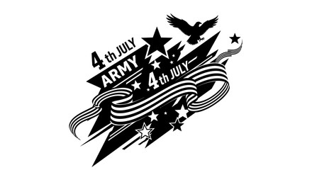 Fototapeta premium Patriotic Army 4th of July Celebration Emblem with Eagle and Stars Decoration