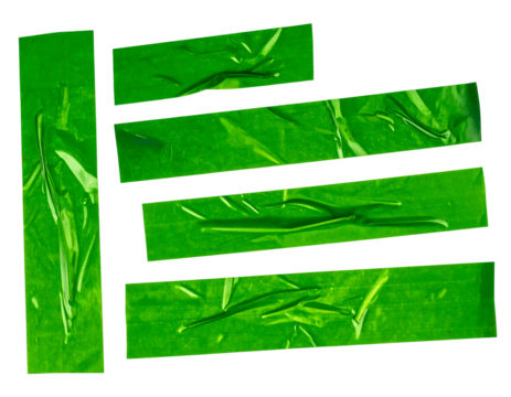 Four overlapping, bright green rectangles with  a textured surface, outlined