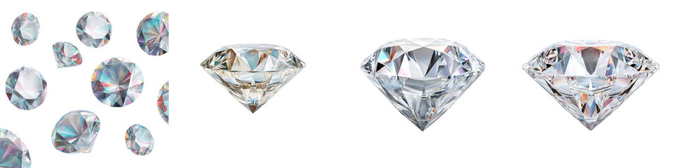 Sparkling Diamond Collection: Precious Gemstones Isolated on White Background