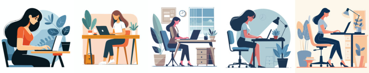 Female Startup Founder Working on Laptop in Modern Office