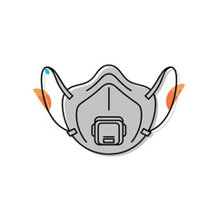 A protective respirator mask with a filter and adjustable straps for respiratory protection.