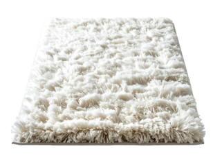 Fluffy cream-colored bath mat