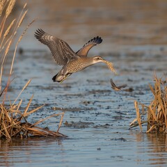 great blue heron in flight