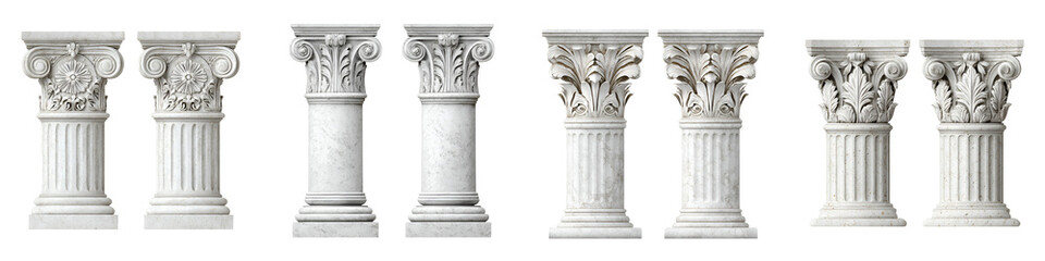Obraz premium Collection of Classical Marble Column Capitals - Architectural Detail