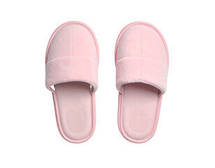 Pair of light pink plush house slippers