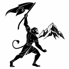 black silhouette of a man hanuman