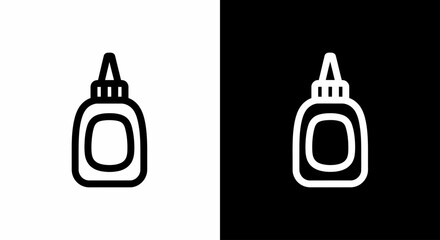 Obraz premium Dual Adhesive Bottles Icon: A minimalist vector illustration showcasing an adhesive bottle icon in both positive and negative space, ideal for design elements, symbol, or other uses.