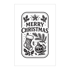 Merry Christmas Vintage Label Design