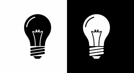Illuminating Inspiration: A striking minimalist design featuring a black and white light bulb, symbolizing ideas and innovation.