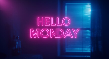 Neon sign hello monday interior