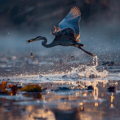 night heron on the river