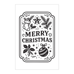 Merry Christmas Vintage Label Design