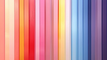 Obraz premium Vibrant gradient of vertical wooden planks offers a modern and colorful backdrop