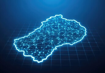 Obraz premium Abstract Sao Tome and Principe Map with Connected Dots on the Blue Grid