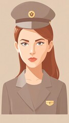 Female soldier portrait, neutral expression