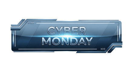 Cyber monday banner isolated on transparent background with modern technology design