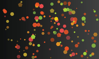 Abstract colorful pentagon confetti on a dark background for various designs