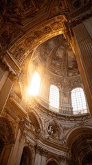 Obraz premium Ornate church interior sunlight