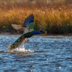 male mallard duck swimming