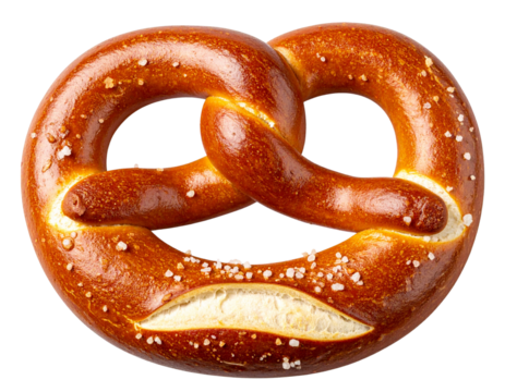 Traditional Bavarian Pretzel with Salt – Transparent PNG background 