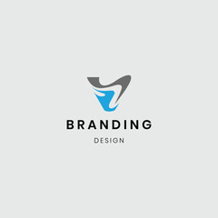 Minimalist abstract V logo with futuristic look.