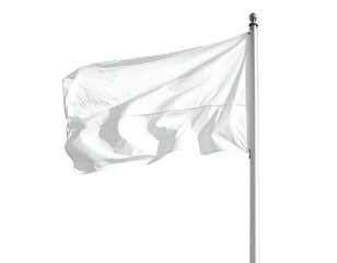 A blank white flag billowing on a flagpole