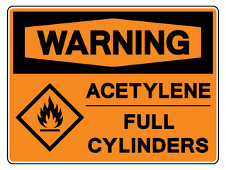 Warning Avetylene Full Cylinders Symbol Sign ,Vector Illustration, Isolate On White Background Label. EPS10