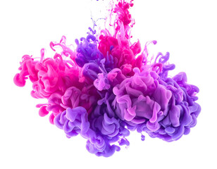 Vibrant pink and purple ink swirling in a dark background