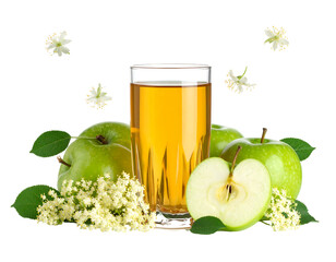 Fresh green apple juice with blossoms