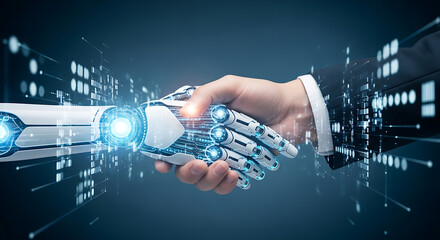 Artificial Intelligence And Human Collaboration Concept