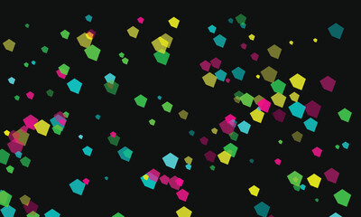 Abstract geometric background with colorful pentagons overlayed on a dark background