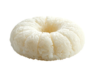 Round, white rice donut