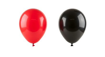 Contrasting red and black balloons on white background

