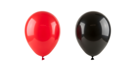 Contrasting red and black balloons on white background
