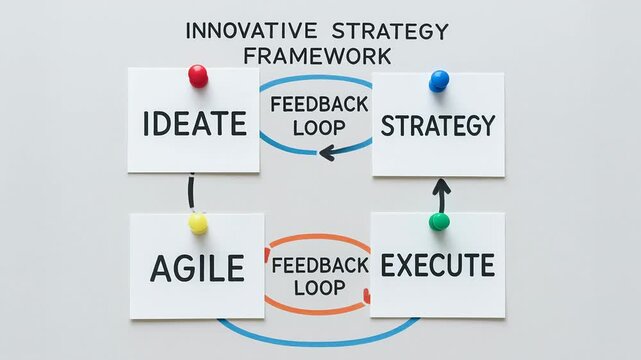 Innovative Business Strategy Framework Diagram with Agile Feedback Loop for Planning Development