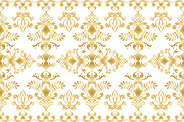 Elegant Luxury Golden Damask Seamless Pattern, Ornamental Vintage Decorative Background