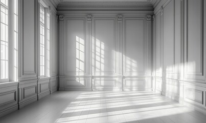 Fototapeta premium A sunlit, elegant white room